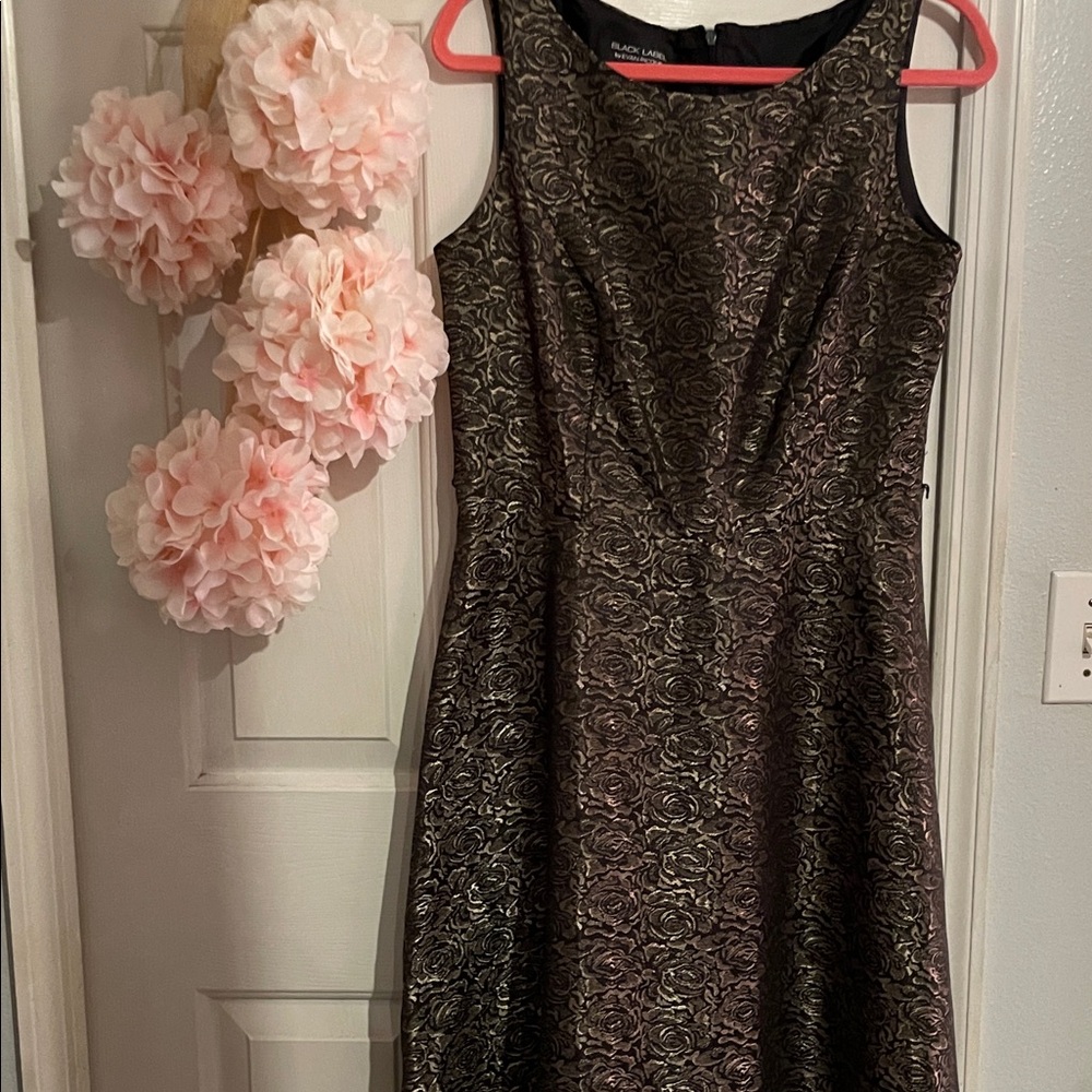 Black Label Black and Gold Floral Midi Dress